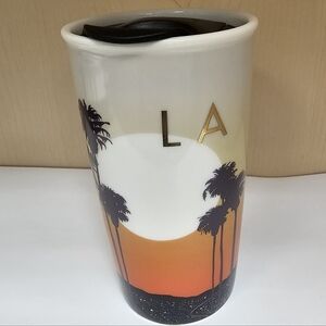 Starbucks 12 oz. LA California Ceramic Tumbler with Lid 2015 Souvenir Mug NWOT